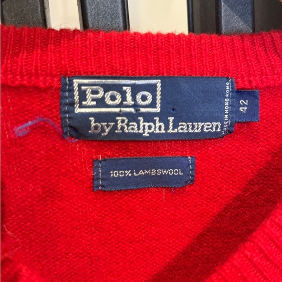 Polo Ralph Lauren V-Neck Sweater in Vibrant Red - Picture 5 of 5
